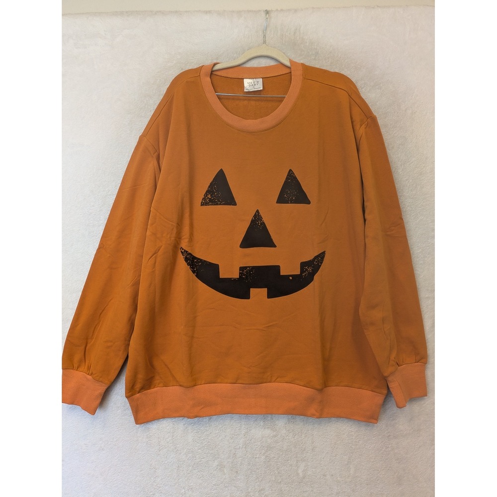 NEW Mebie Baby Sweatshirt Women's XL Orange Jack-o-lantern Oversized Spandex - Picture 1 of 7
